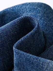 SHEIN 年轻男孩做旧复古水洗磨损直腿蓝色牛仔工装裤连体裤，适合年轻男孩室内/户外秋冬服装 - 中等水洗藍 - 查看 6