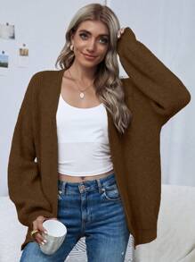 SHEIN Clasi Cárdigan suelto de punto de unicolor con bordado