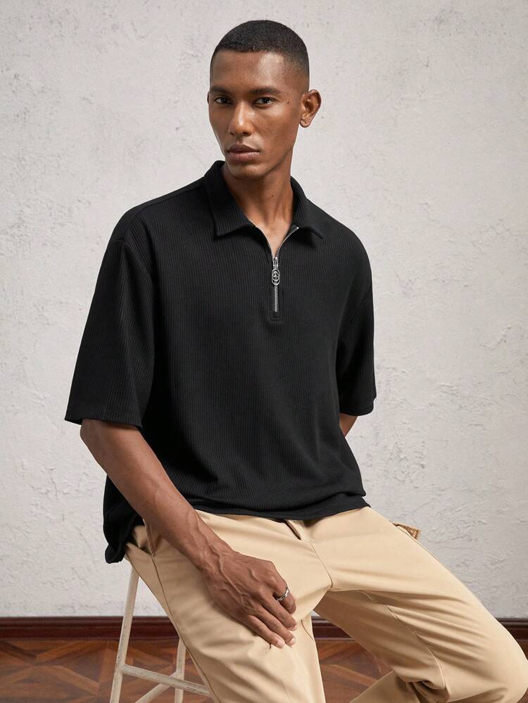 Men's Slim Fit Casual Collared Short Sleeve Polo Shirt, Suitable For Daily Wear