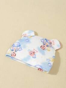 SHEIN 2pcs Set Baby Boys Cute Bear Print Long Sleeve Pajama Jumpsuit With Shoulder Wrap Casual Outfit