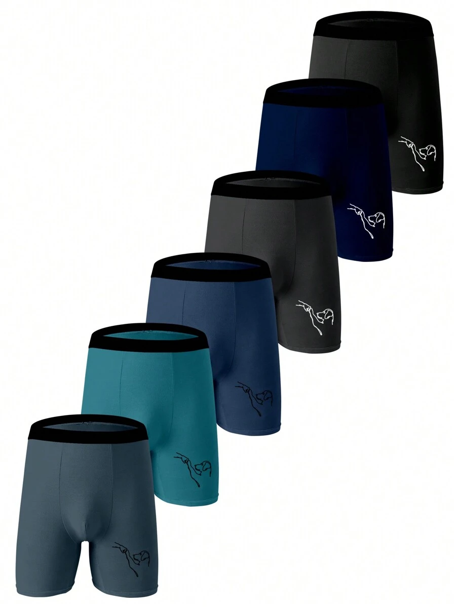 6 条装男士透气平角内裤，多种款式