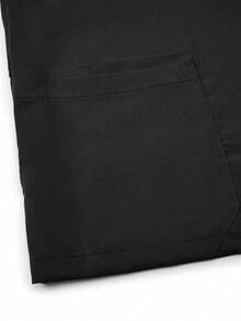 SHEIN TaskFit 大码纯色短袖上衣和裤子手术服套装 - 黑色 - 查看 8