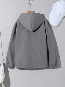 SHEIN Chaqueta ligera con capucha, media cremallera y bolsillos para niño preadolescente, informal, adecuada para uso diario, ocio, viajes, deportes, aplicable para primavera, verano, otoño, invierno