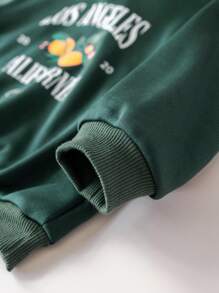 PrepCrw 少女绿色字母印花针织宽松连帽运动衫，返校季 - 綠色 - 查看 4