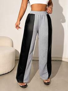 VaVaBold Women's Casual Patchwork Wide Leg Sweatpants Halloween Women Fall Clothes  Pants Halloween Pants