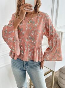 Chiquease 女士时尚 3/4 喇叭袖衬衫 - 优雅设计