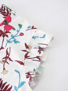 SHEIN LUNE 大码正面系带全印花休闲衬衫 - 彩色 - 查看 3