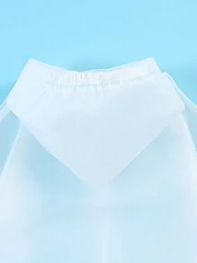 儿童可爱冰淇淋印花户外徒步雨衣，防水 - 白色 - 查看 3