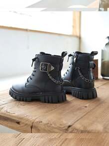 Botas para niños, botas para niñas, botas escolares de otoño/invierno - Negro - Ver 2