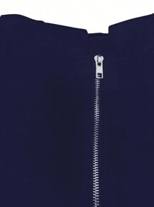 SHEIN LUNE Plus Size Women's Solid Color 3D Ear Design Long Sleeve Casual Jacket, Spring And Autumn - Navy Blue - View 6