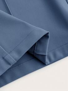 SHEIN MOD 女士纯色牙签条纹设计直腿宽松休闲裤 - 霧霾藍 - 查看 4