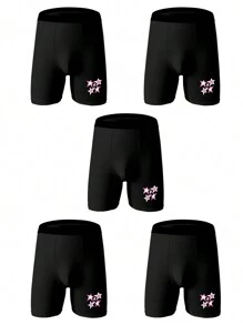 5pcs/Set Men Boxer Briefs Breathable Underwear Shorts For All Seasons - Black - View 3