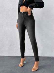 Cloudara Skinny Jeans Without Belt - Black - View 4