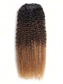Afro Kinky Curly Clip In Extensions Raw Virgin Human Hair Honey Blonde Ombre Colored 1B/4/27 Curls Weave Clip Ins 8pcs 120g/Set Hair Extensions - S1/4/27 - View 2