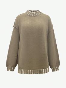 Chiquease Women's Casual Loose Striped Crew Neck Sweater, Fall/Winter,Long Sleeve Tops