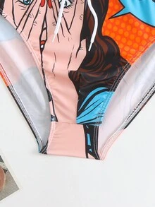 Quần bơi cạp rút họa tiết đồ họa dành cho nam - Đỏ - Xem 3