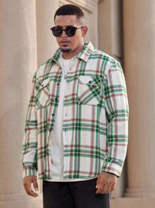Manfinity Homme Camisa a cuadros informal para hombre de talla grande, primavera y otoño - Multicolor - Ver 7