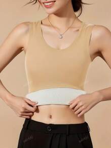 Simple Solid Color Slim Fit Ribbed Tank Top Set, Casual Daily Wear