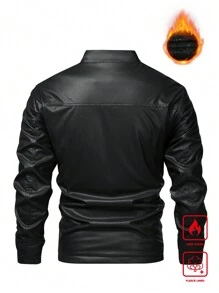 Manfinity Homme Men's Casual Solid Color Thermal Lined Jacket, Fall/Winter