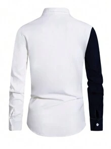 Manfinity Homme Áo sơ mi nam dài tay họa tiết sọc và chữ thời trang đô thị nhiều màu sắc xuân hè, dành cho chồng, cho mùa thu - Nhiều màu - Xem 2