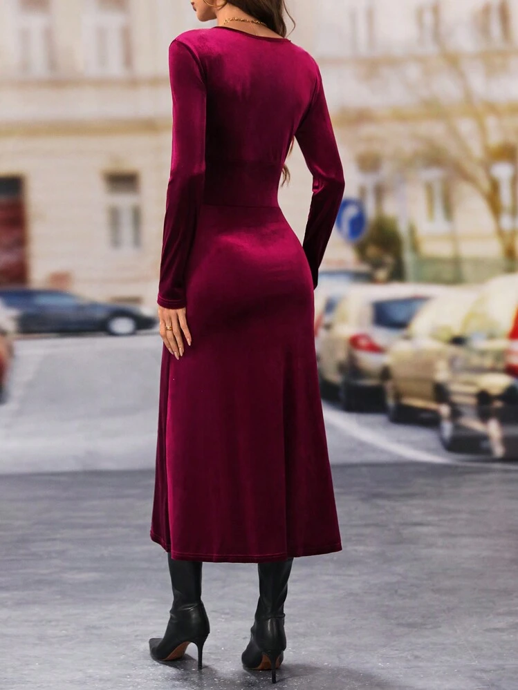 chinese dress ladies SHEIN Belle Bridesmaid Dress With Single-shoulder Twist Detail And High  Slit