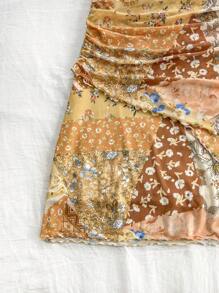 Soleia Đầm mini thường ngày cổ chữ V thắt eo xếp nếp bất đối xứng cho nữ - Nhiều màu - Xem 4