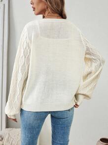 Chiquease 纯色前扣长袖休闲上衣