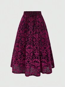 ROMWE Hippie Women's Full Floral Embroidered Skirt, Casual Holiday