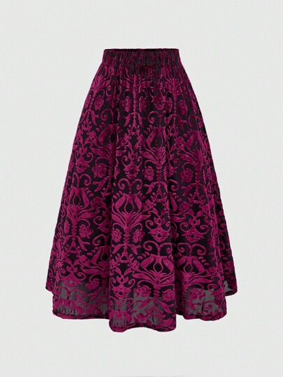 Hippie Jupe fleurie entièrement brodée pour femme, décontractée et festive