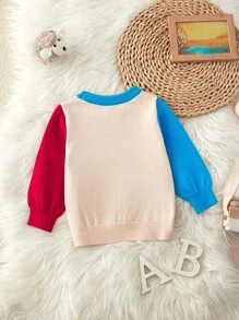 Baby Boy Cute Dinosaur Jacquard Pattern Sweater, Soft Warm Knitted Pullover For Casual Home Party, Round Neck Winter