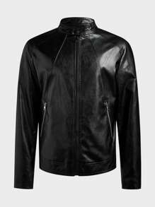 Manfinity VCAY Men's Woven Slim Fit Casual Jacket, Suitable For Autumn & Winter - Black - View 1