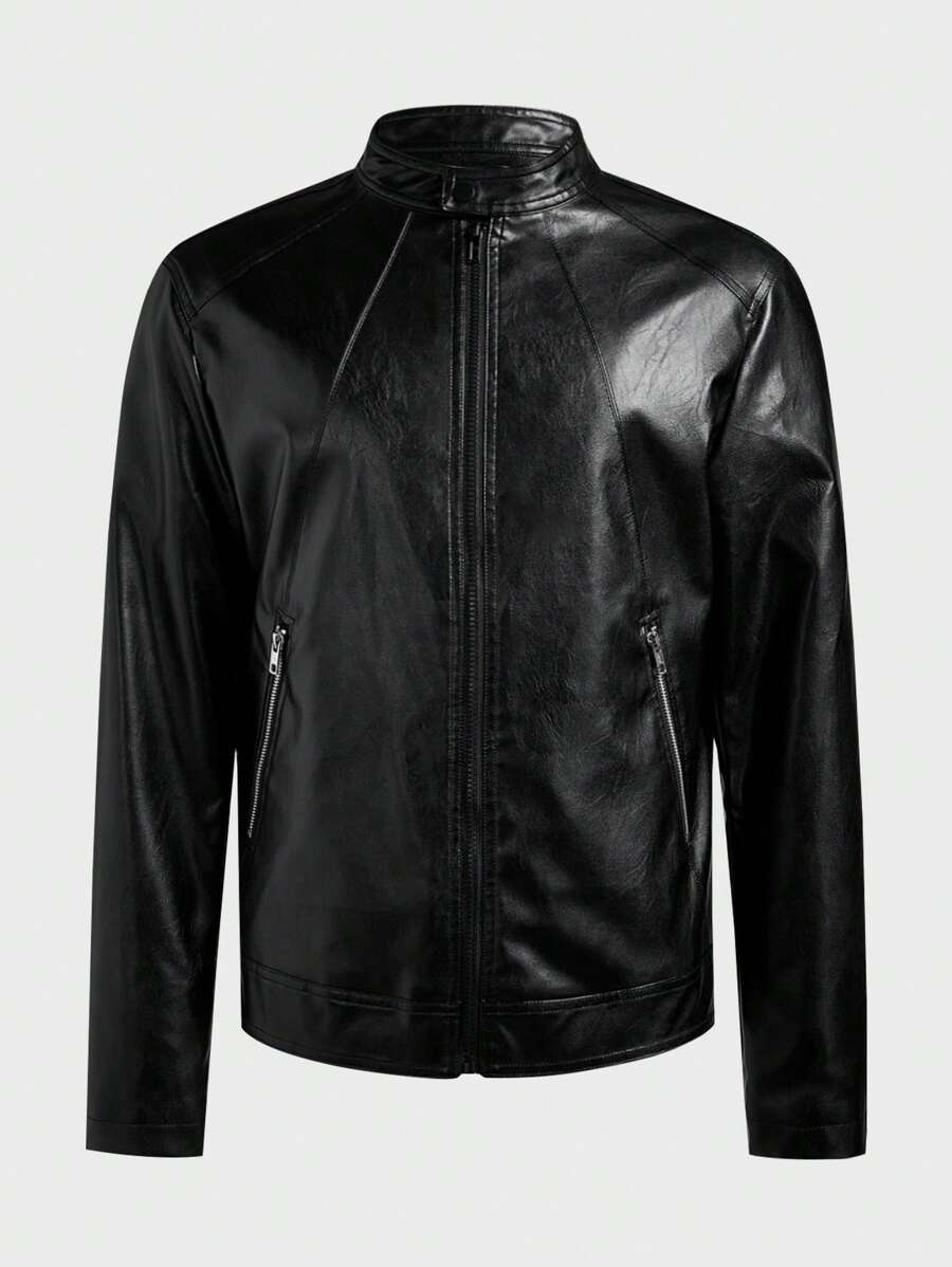 Manfinity VCAY Men's Woven Slim Fit Casual Jacket, Suitable For Autumn & Winter - Black - View 1