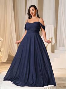 Faeriesty Đầm dạ hội trễ vai thanh lịch với đường cong mềm mại, dây đeo sau có thể điều chỉnh, dáng chữ A thướt tha, phù hợp cho các buổi tiệc sang trọng, sự kiện thảm đỏ, đám cưới, tiệc tối trang trọng, tiệc tối lãng mạn, chụp ảnh chân dung trang trọng, dạ hội tốt nghiệp, tiệc sinh nhật, tiệc trang trọng mùa xuân/hè. - Màu xanh hải quân - Xem 6