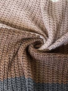 Calvaya Cộng với kích thước sọc tương phản thiết kế màu sắc áo khoác cardigan dáng rộng thông thường - Nhiều màu - Xem 3