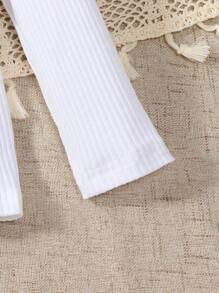 SHEIN 3pcs/Set Elegant Baby Girl Knitted Long Sleeve Top, Tweed Skirt And Beret Hat, Suitable For Outings, Christmas & New Year - Black - View 3