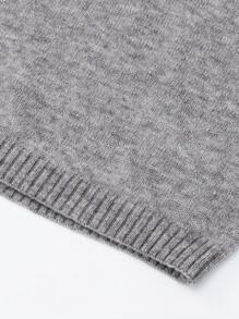 Conjunto de suéter de cuello alto de unicolor y minifalda para adolescentes - Gris - Ver 5