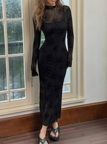 SHEIN EZwear Black Knitted Bodycon Cami Dress