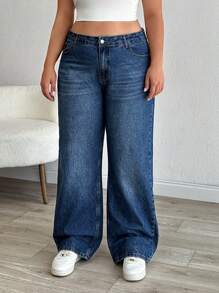 RueChic Plus Mid Waist Straight Cut Jean - Medium Wash - View 8