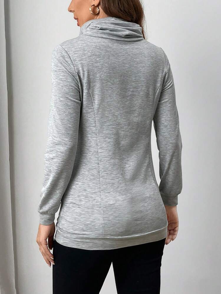 Women's Plain Long Sleeve Button Up Casual Sweatshirt