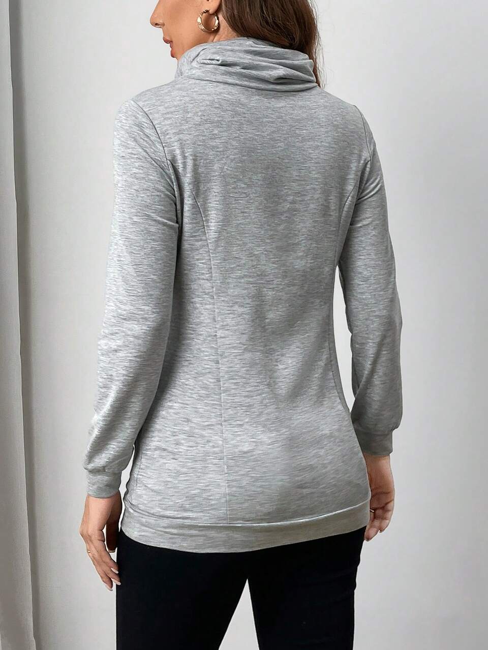 Women's Plain Long Sleeve Button Up Casual Sweatshirt