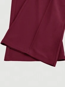 SHEIN MOD Burgundy Date Night Front Buckle V-Shaped Hem Solid Button Front Vest Jacket & Seam Front Pants Two Pieces Set - Burgundy - View 8