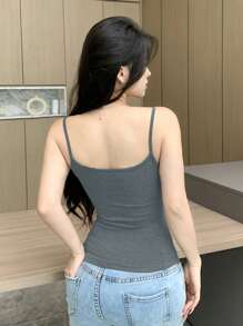 DAZY 女士胸垫背心，修身版型，百搭 - 藍色 - 查看 2