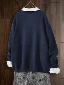 Linhara Cardigan décontracté à manches longues unicolore pour grandes tailles, automne/hiver
