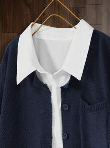 Linhara Cardigan décontracté à manches longues unicolore pour grandes tailles, automne/hiver