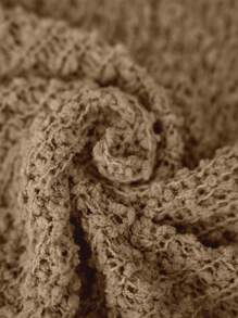 Calvaya Plus Size Solid Color Batwing Sleeve Cardigan, For Autumn And Winter - Khaki - View 3