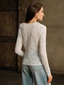 Anewsta 女士优雅花卉装饰针织毛衣、高端时尚别致衬衫