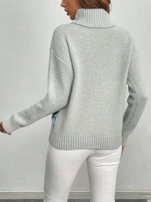 Chiquease Casual Butterfly Pattern Turtleneck Sweater, Autumn/Winter
