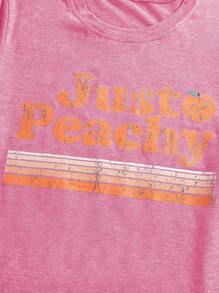 Chiquease Women's Summer Casual Round Neck Letter Print Short Sleeve T-Shirt - Pink - View 5