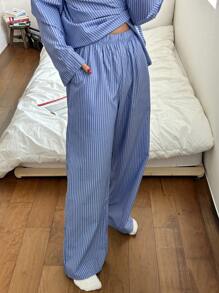 DAZY Conjunto de pijama casual a rayas minimalista