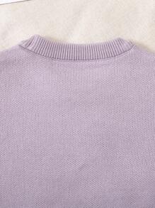 Baby Girls Soft Knitted Casual Floral Printed Sweater, Suitable For Home, Daily Wear, Outing, Party, Autumn & Winter - Dusty Purple - View 6
